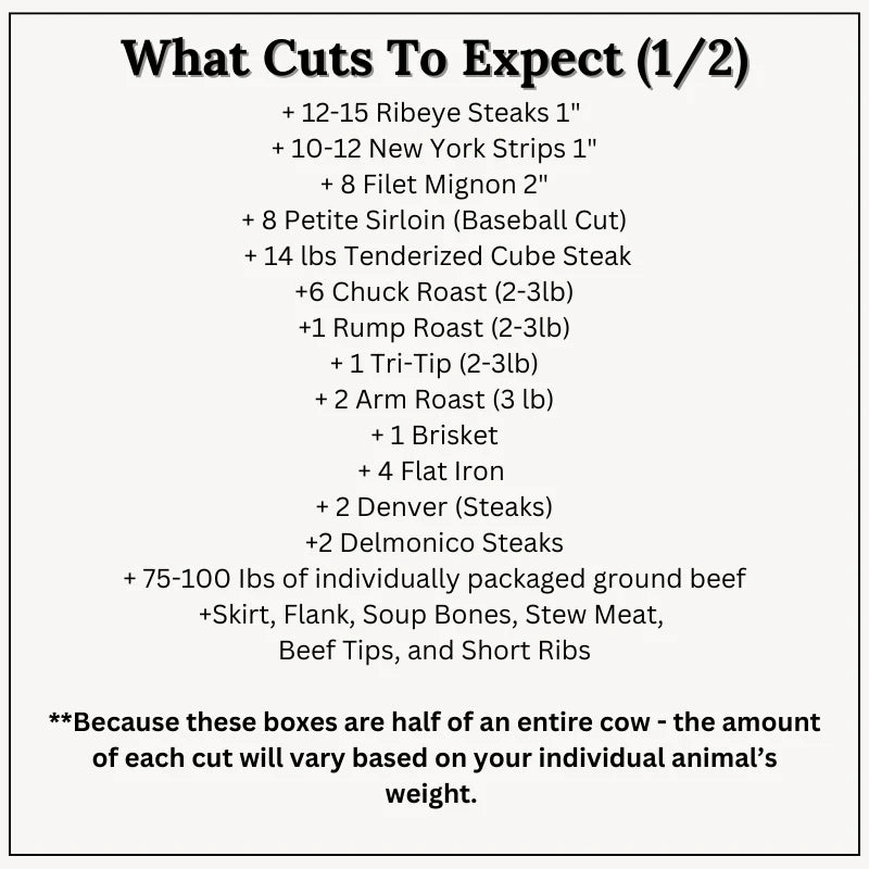 1/2 Beef Deposit